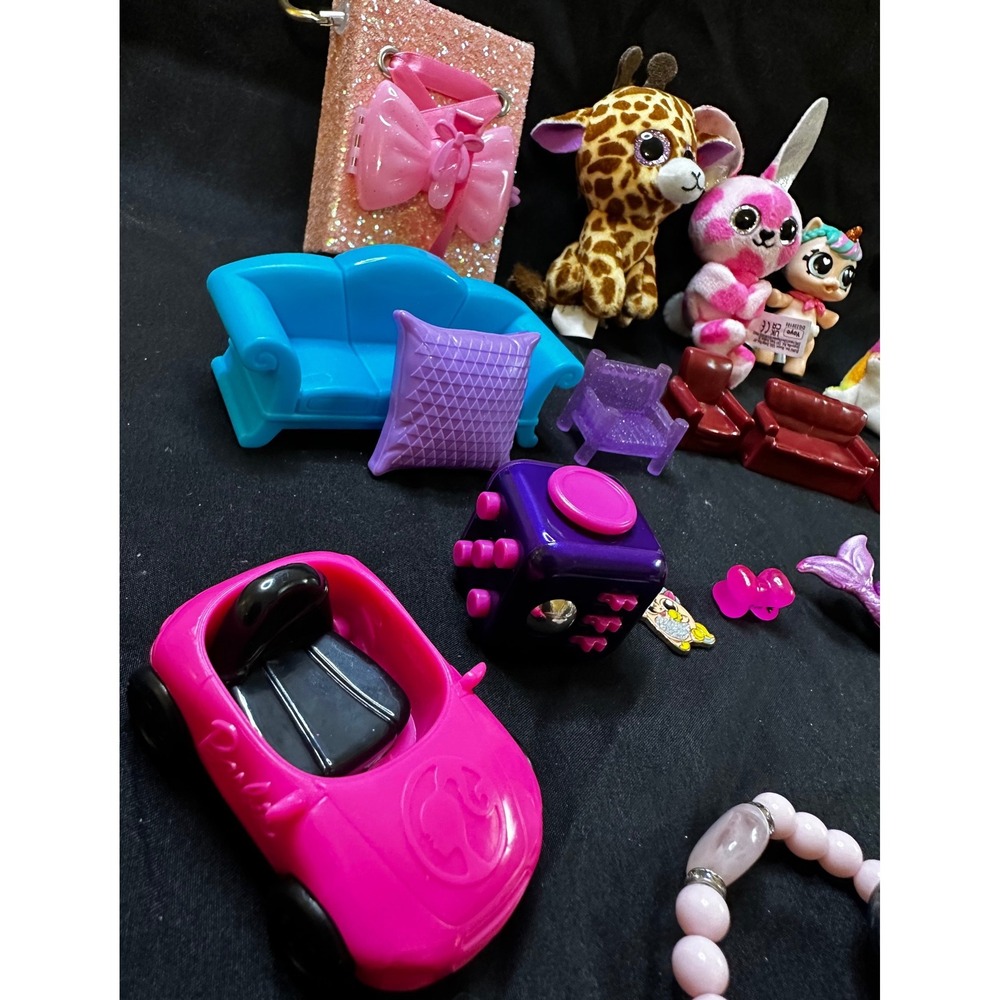Mixed Toy Lot Ty Beanie Boos Barbie Car Dollhouse Furniture Jewelry Fidget Cube - Picture 2 of 6
